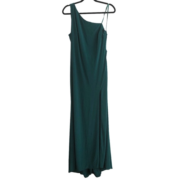Ieena for Mac Duggal Emerald Draped Back Stretch Jersey Gown 8 - Picture 4 of 10